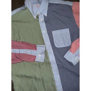 Brooks Brothers multicolored gingham checkered, long sleeve men's‎ medium shirt